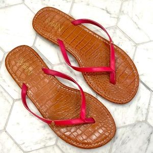 IMAN Pink and Tan Flip Flop Sandals Size 8.5 Casual